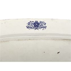 Victorian blue and white meat platter in willow pattern, L47.5