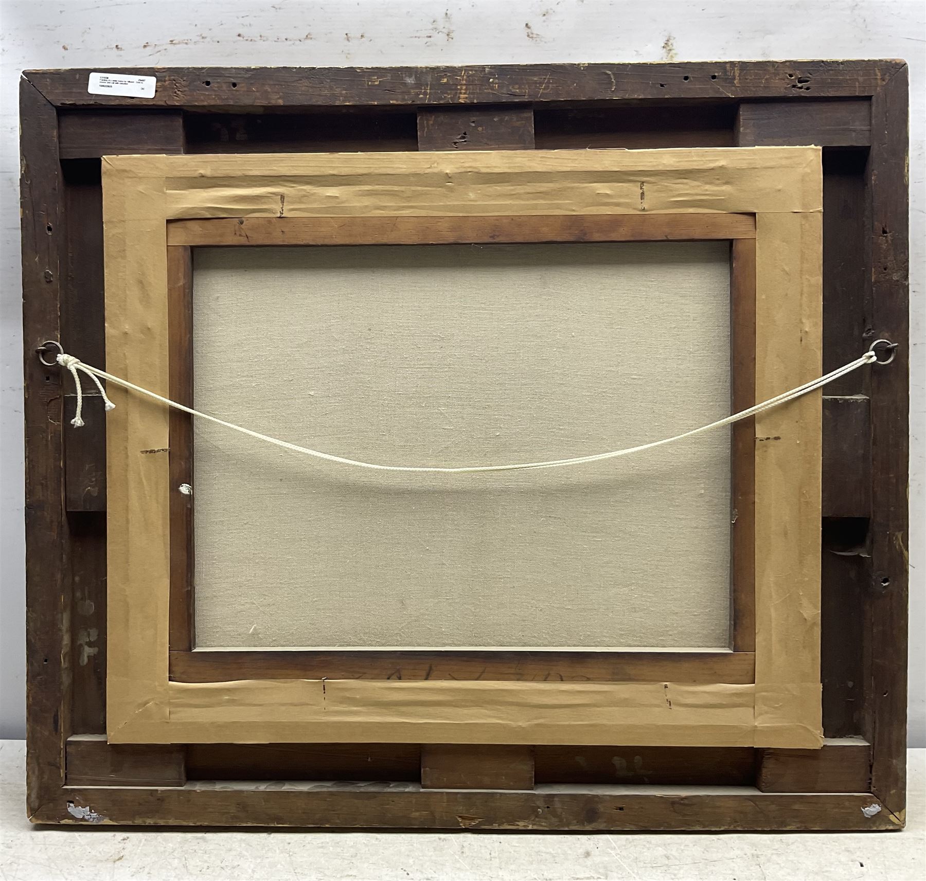 Hillyard (British 19th Century): Grey Hunter in a Stable - Horse Portrait, oil on canvas unsigned, attributed on the mount, in heavily ornamented swept gilt frame, 41cm x 51cm 