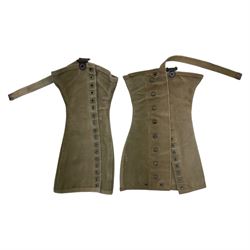 WWI USA sidecap, together with WWII gaiters and webbed belt