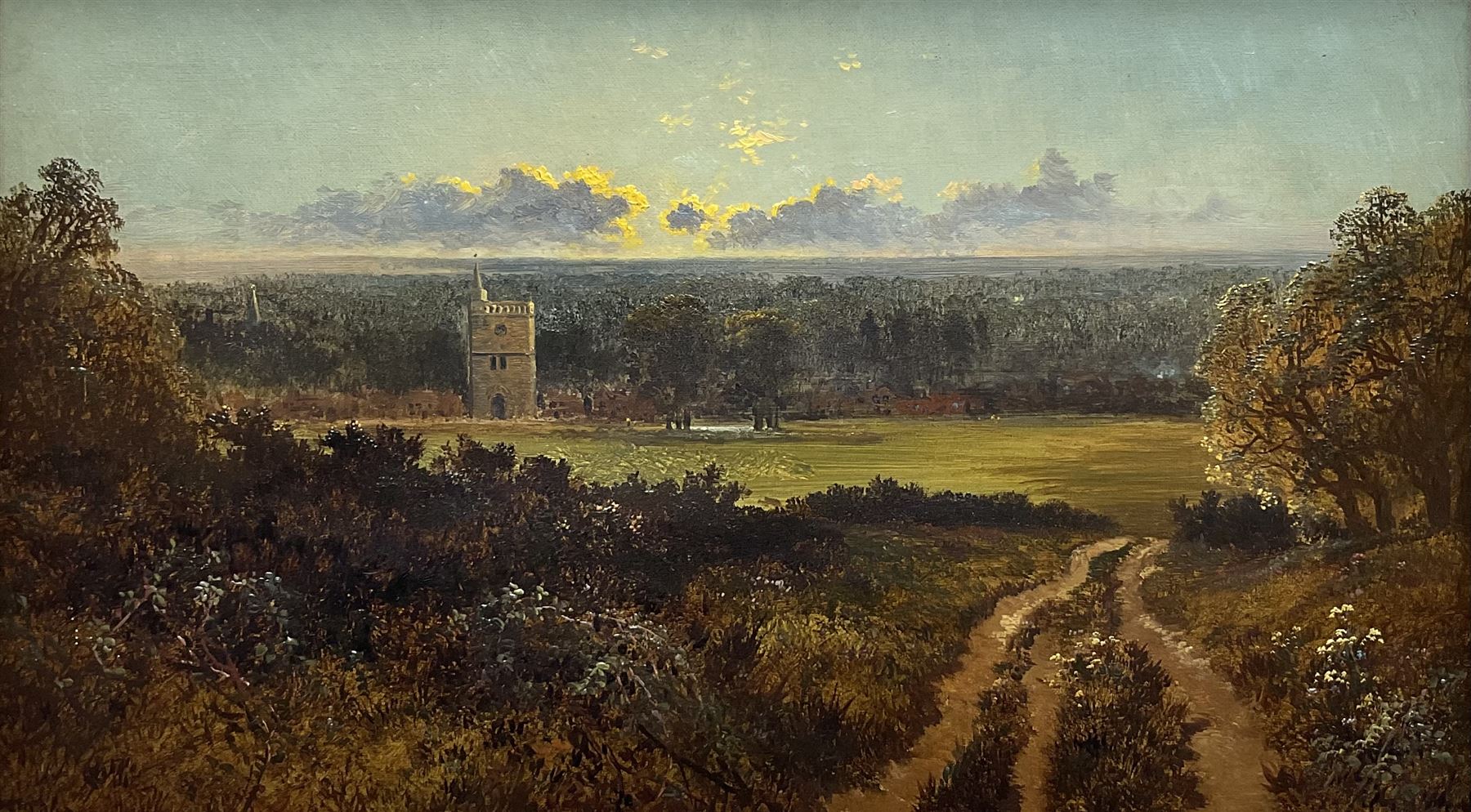 Edmund John Niemann (British 1813-1876): Country Church, oil on canvas signed, indistinctly titled on the stretcher 29cm x 49cm