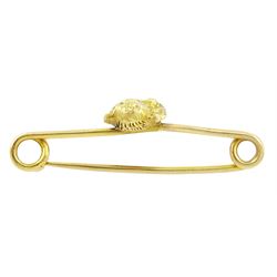 19th / early 20th century 15ct gold Lincoln Imp, with rose cut diamond set eyes, on 9ct gold brooch, both stamped