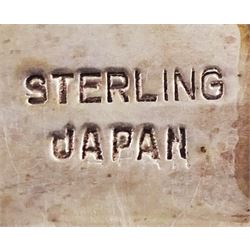 Pair of 20th century Japanese silver novelty cruets, modelled in the form of Viking long ships, marked Sterling Japan, contained within a fitted case, approximate silver weight 1.18 ozt (36.6 grams)