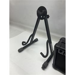 Aria Les Paul style electric guitar, no.037704CH L102cm; with amplifier, soft carrying case and stand; together with various guitar songbooks etc