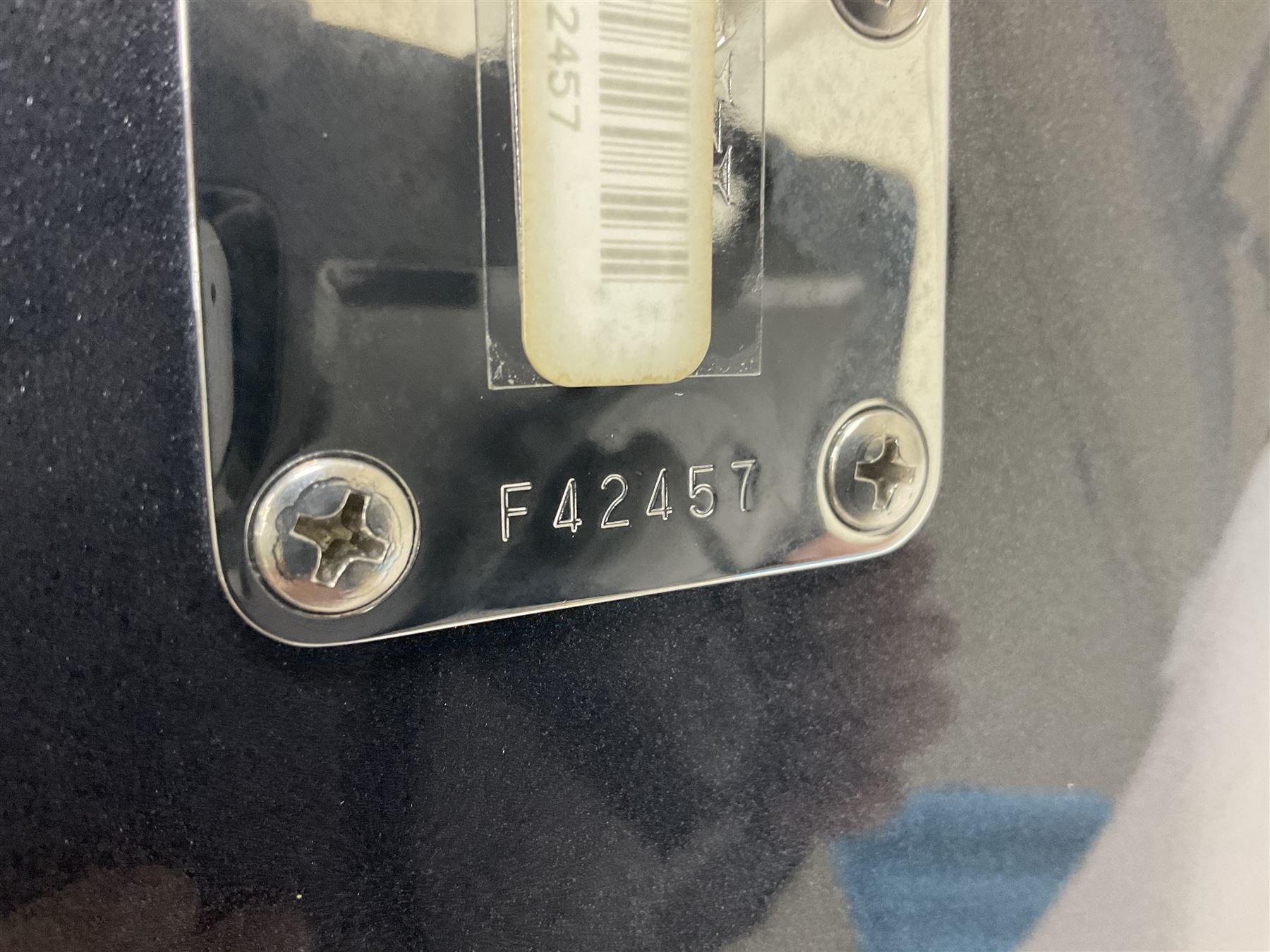 Music Man Bongo 4 string bass guitar, in sapphire black finish, serial no F42547, in black Music Man hard case, guitar L113cm