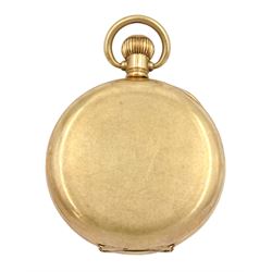 Early 20th century gold-plated open face keyless swiss lever Dreadnought pocket watch by Record Watch Company, No. 164479, retailed by Harris Stone Leeds and an Accurist gentleman's 9ct gold manual wind wristwatch, on black leather strap