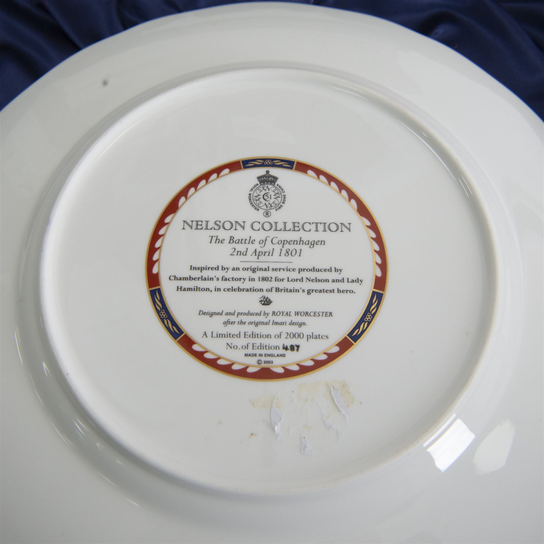 Royal Worcester seven Nelson collection plates, limited edition, comprising two Battle of Cape St Vincent, two Battle of Trafalgar, two Battle of Copenhagen and Battle of the Nile, all with certificates and original boxes 