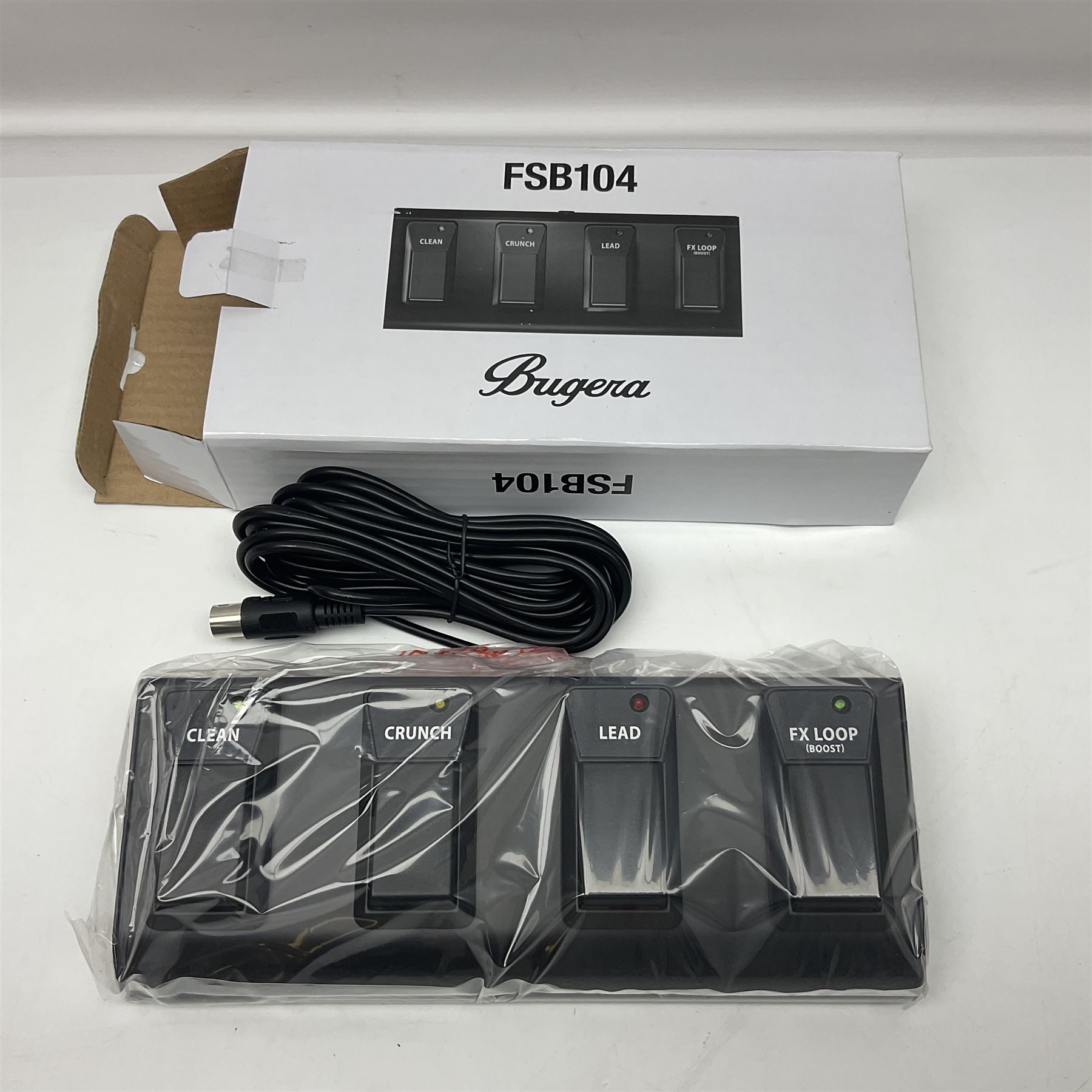 As new Bugera 333XL Infinium Hardcore 120-watt 3-channel tube amplifier head with reverb and Infinium tube life multiplier; date code 1507; number S1500576AAC L69cm; boxed with foot controller, power cable and paperwork