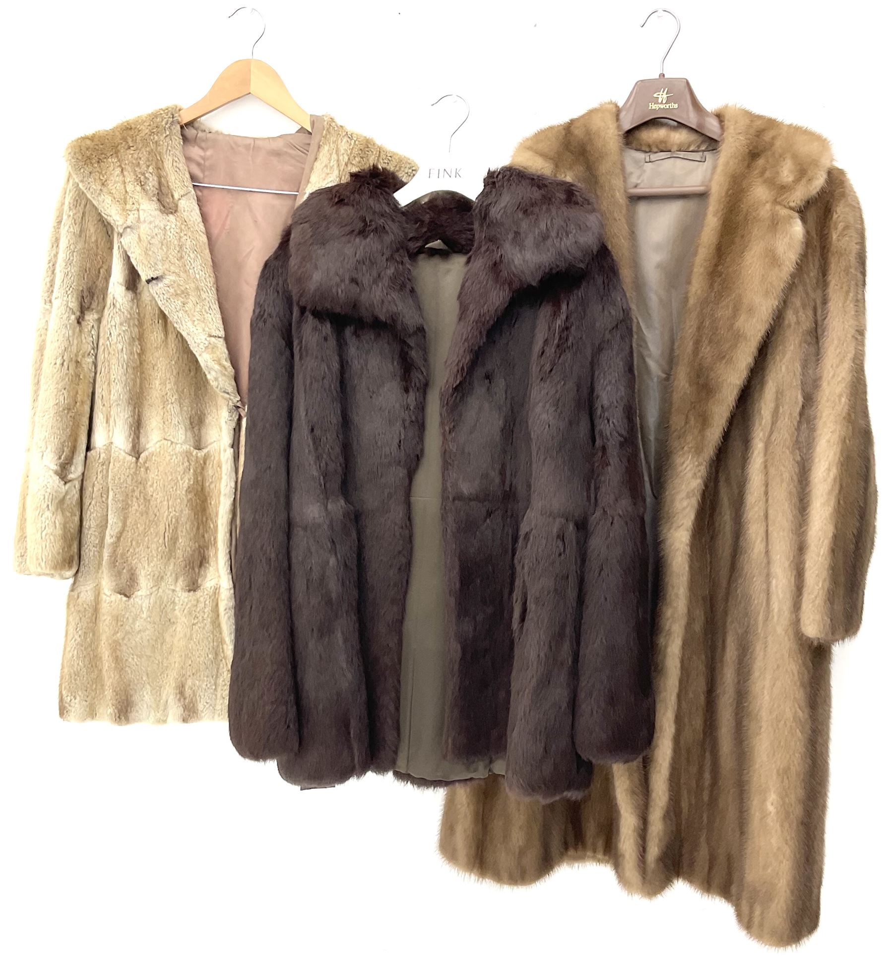 Ladies full length light brown mink fur coat, together with a