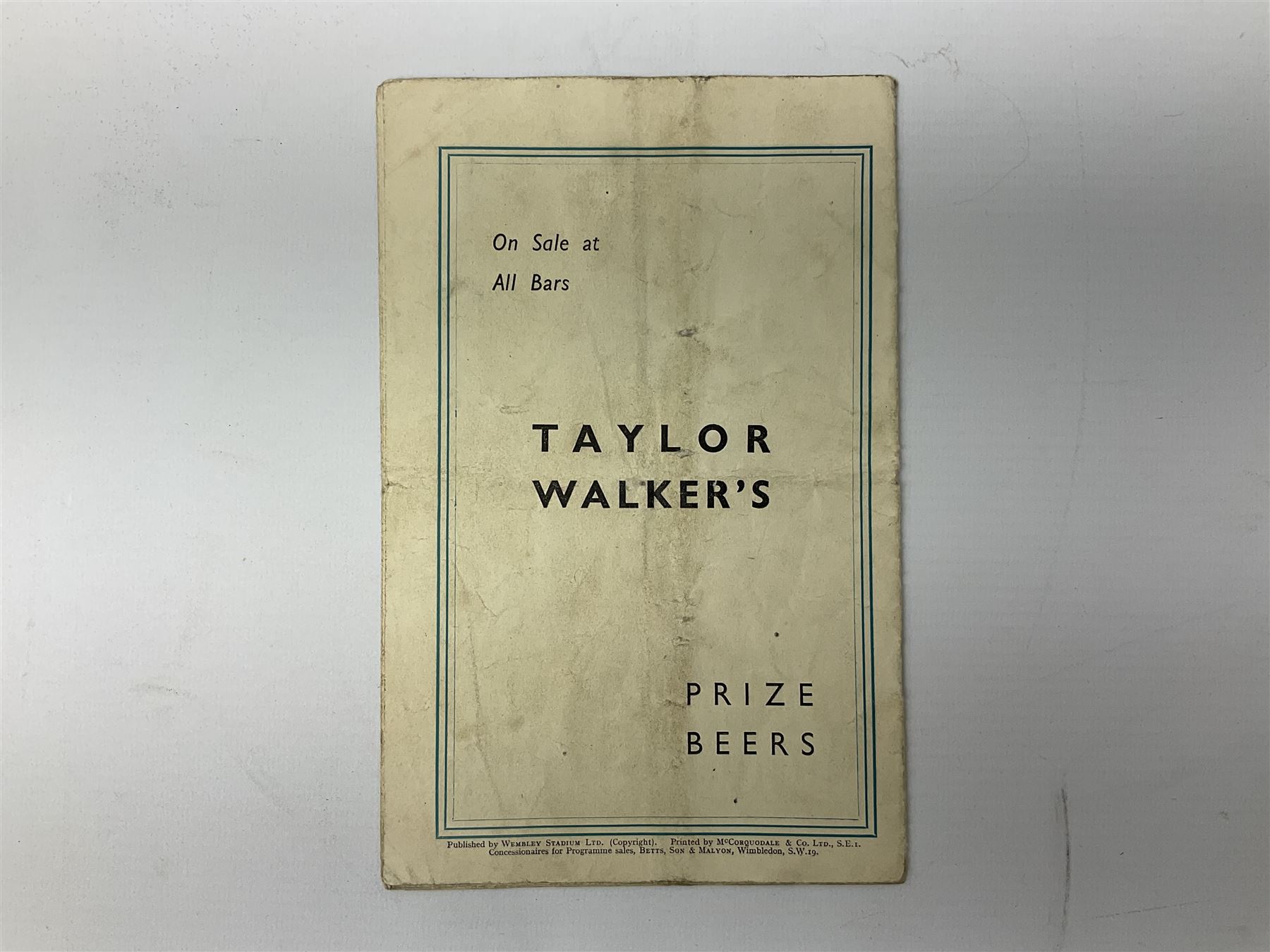 1946 FA Cup Final Charlton Athletic v Derby County football programme played 27th April 1946 at Wembley. Provenance: By direct descent from the family of Raich Carter having been consigned by his daughter Jane Carter.