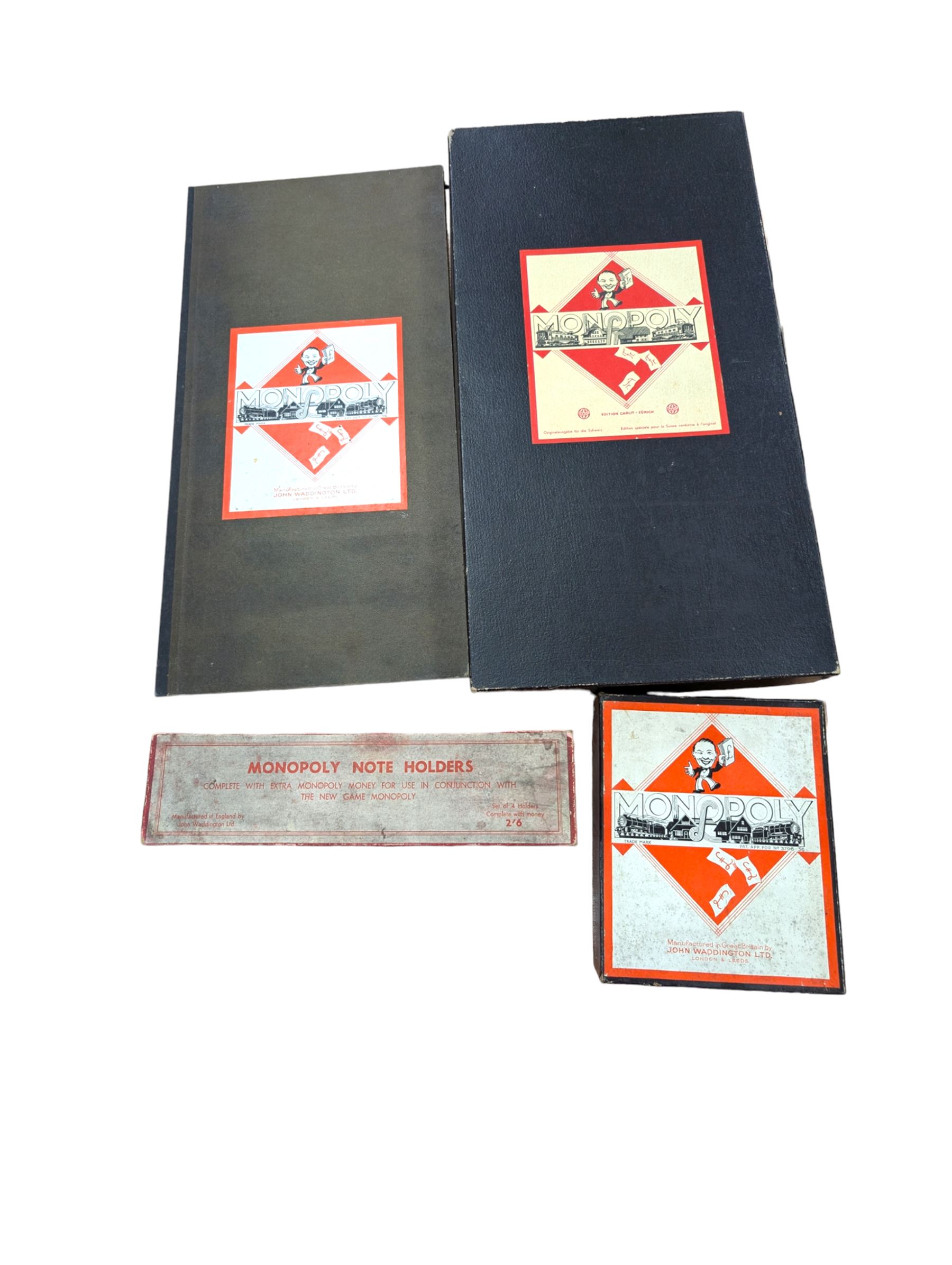 Vintage Monopoly, including boxed Swedish version and boxed note holders