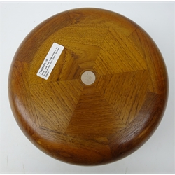  1970s Teak fruit bowl designed by Georg Jensen, inset plaque to base, D25cm   
