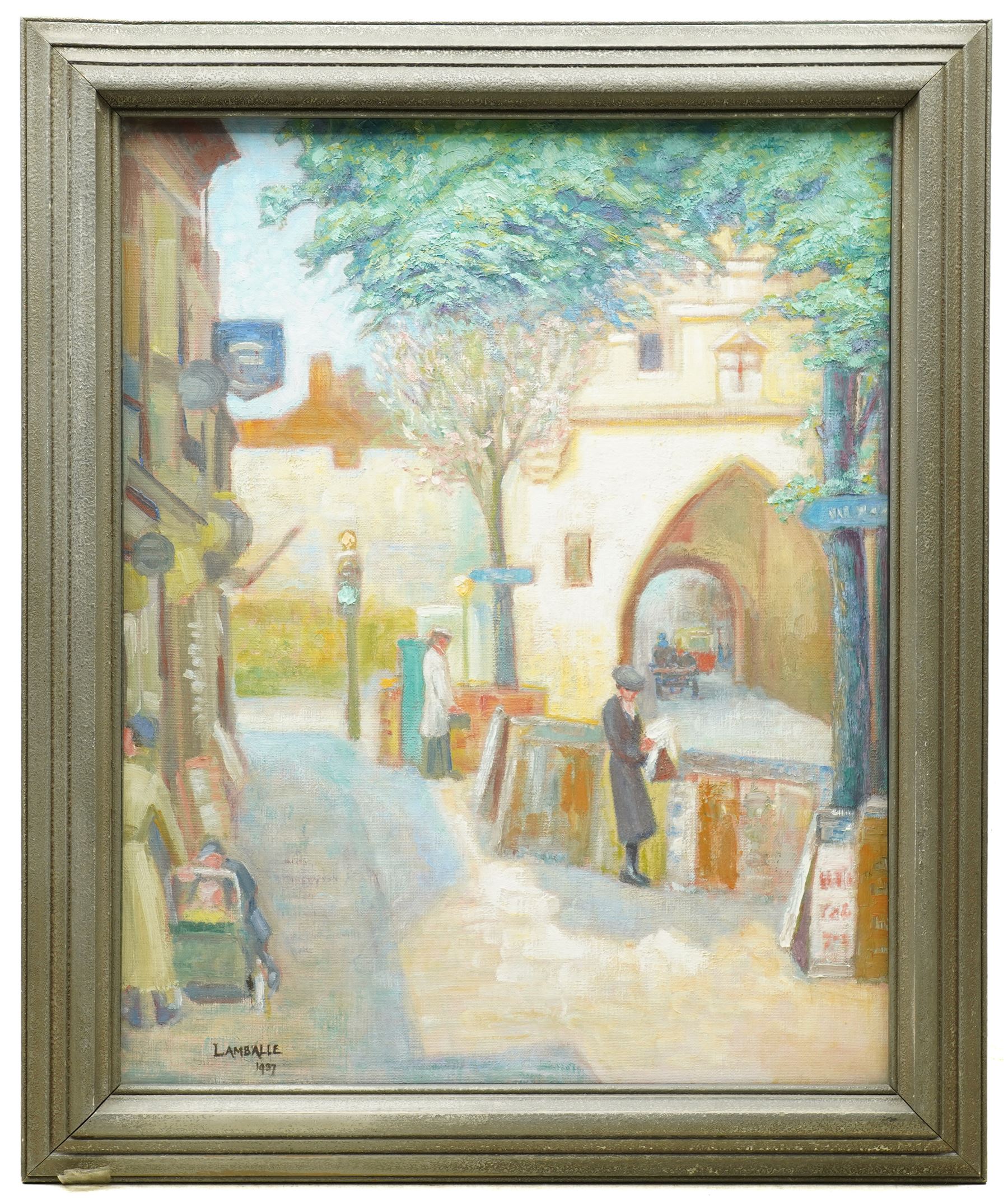 French School (Early 20th century): Lamballe Street Scene, oil on canvas titled and dated 1937, 49cm x 39cm 