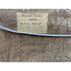 William J Mann (Scarborough early 20th century): 'A Fair Breeze' - Scarborough Yawl and Coble at Sea, oil on panel signed, titled and inscribed 'Newby' verso 33cm x 44cm 
Notes: Mann was a member of the Fylingdales Group of Artists and lived in Newby, Scarborough.