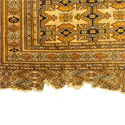 Bokhara rug, earthy ground, with repeating gul motifs, Persian pictorial rug on ivory ground with a densely patterned tree-of-life motif and symmetrically arranged deer, birds, and  other wildlife, 182x149cm & 152x90cm, (2)