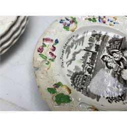 Collection of 19th century William Smith & Co nursery plates, to include examples decorated in the pastime series, and similar, all with moulded floral borders