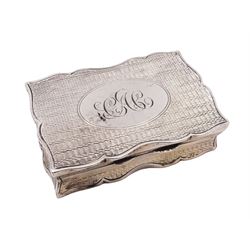 Edwardian silver snuff box, of rectangul