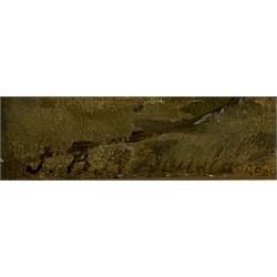 John Blake MacDonald (Scottish 1829-1901): Croft by the River, oil on board signed 24cm x 35cm