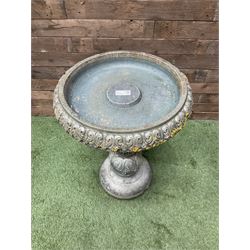 Cast stone two piece bird bath in green finish - THIS LOT IS TO BE COLLECTED BY APPOINTMENT FROM DUGGLEBY STORAGE, GREAT HILL, EASTFIELD, SCARBOROUGH, YO11 3TX