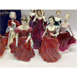 Eight Royal Doulton figures, comprising Rachel HN2936, The Skater HN3439, Janine HN2461, Innocence HN2842, Special Celebration HN4234, Autumn HN4272, Fiona HN2694 and Winsome HN2220, together with three smaller Royal Doulton figures My First Figurine HN3424, Buttercup HN3268 and Autumn Breezes HN2176