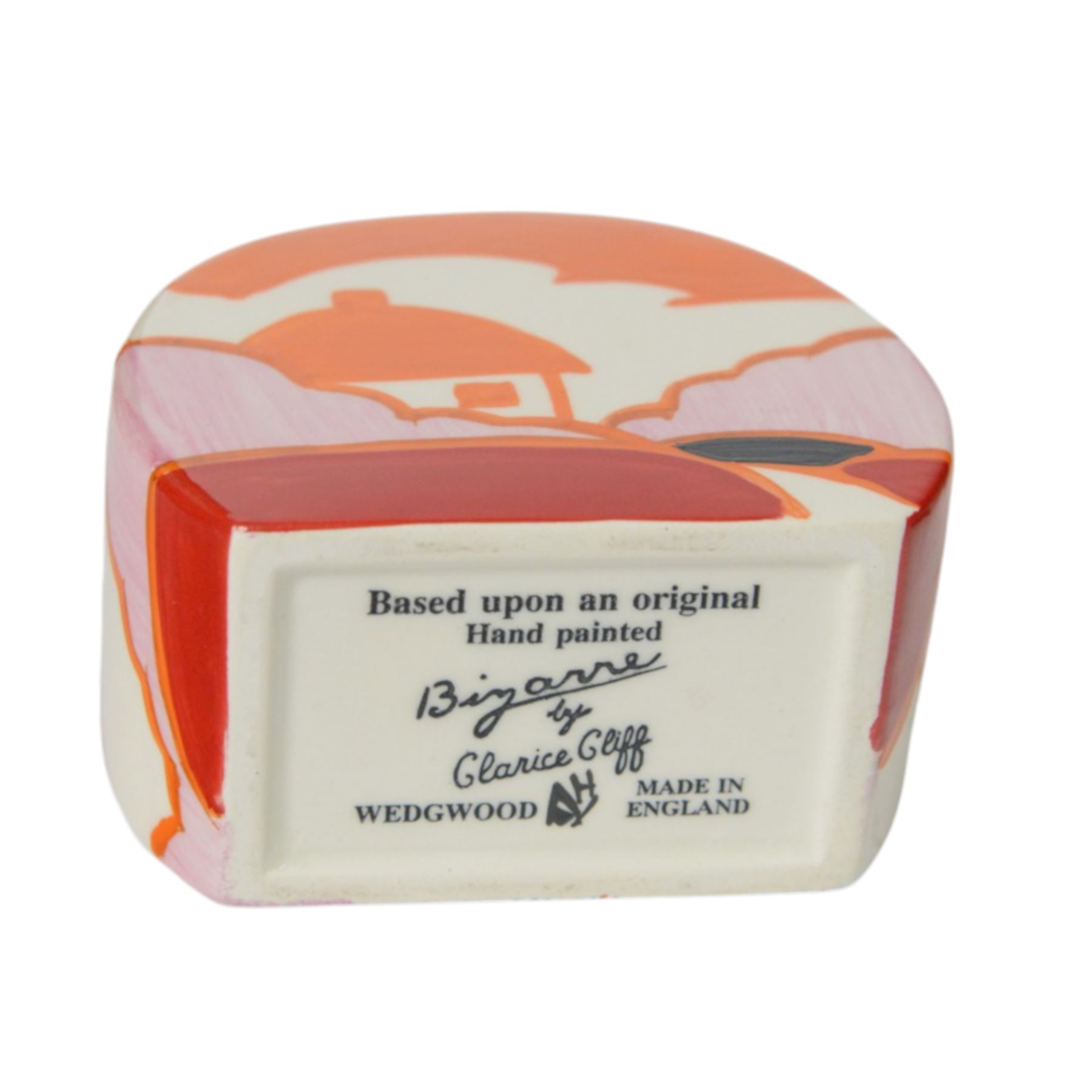 Wedgwood Bizarre by Clarice Cliff, Blue Autumn three piece Stamford teaset hand painted based upon an original, limited edition 42/250, with certificate and box