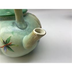 Clarice Cliff for Newport Pottery Delicia pattern bowl, D20cm, Victorian Wedgwood oval tea pot retailed by Goode & Co and in the Bamboo pattern and three other items
