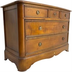 French cherry wood chest, fitted with thee small and two long drawers
