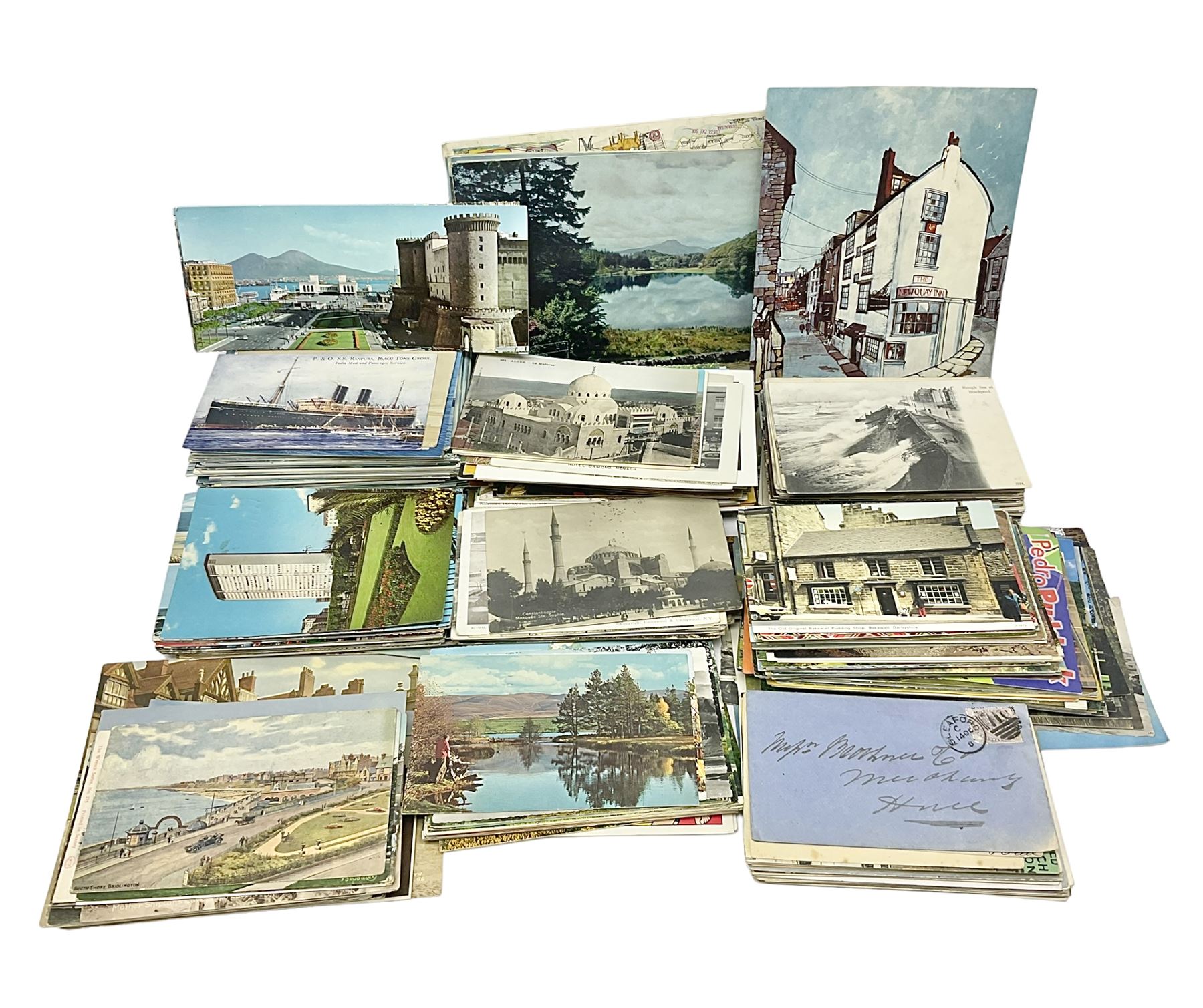 Edwardian and later postcards including shipping, greetings, British topography, Yorkshire and Lincolnshire with some real photographic, novelty pull-out, actresses etc