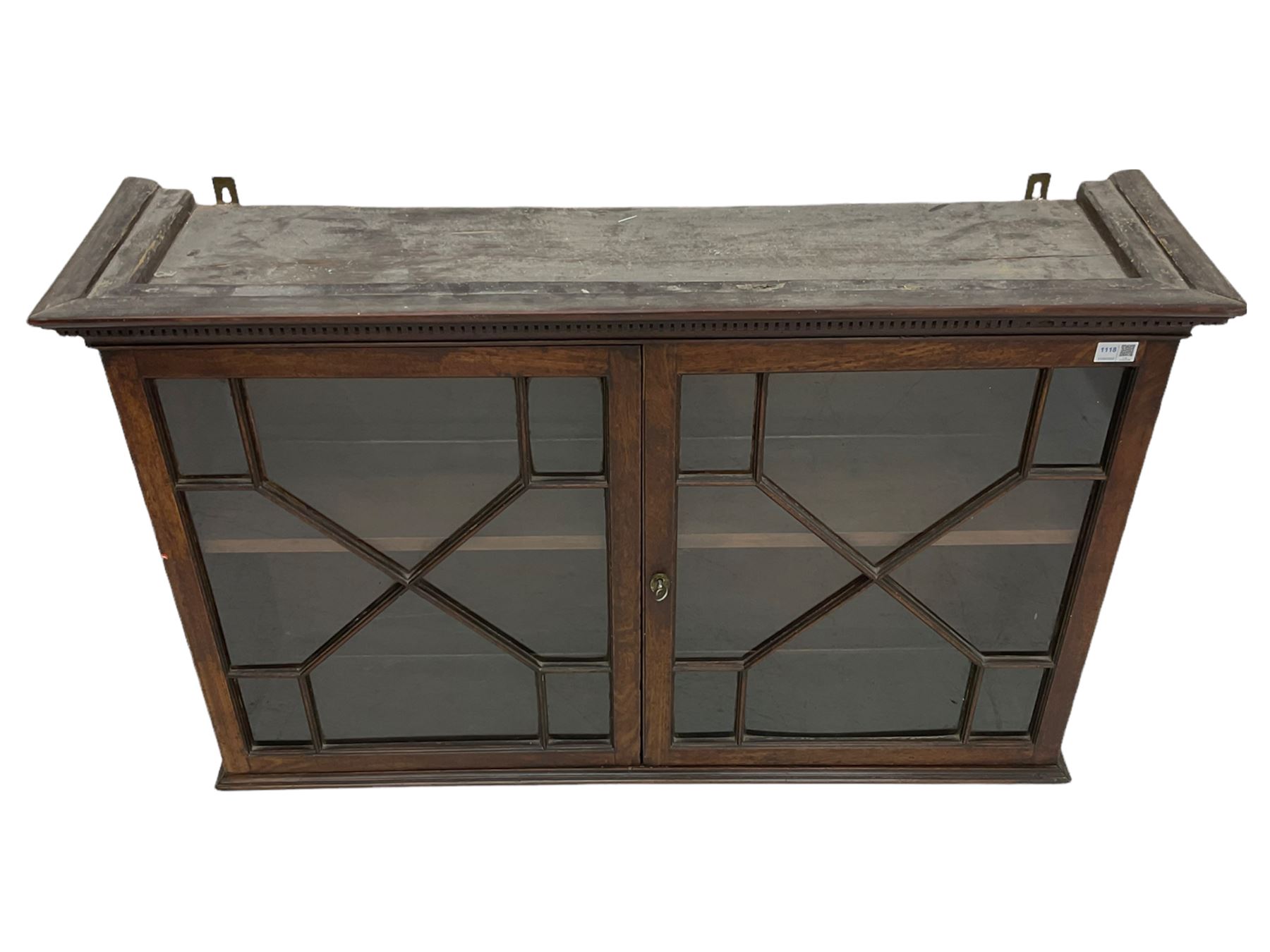 19th century mahogany two-door astragal glazed wall cabinet