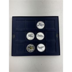 Five Queen Elizabeth II Bailiwick of Guernsey 2010 silver proof five pound coins, from the '70th Anniversary Battle of Britain Silver Coin Collection', some with certificates