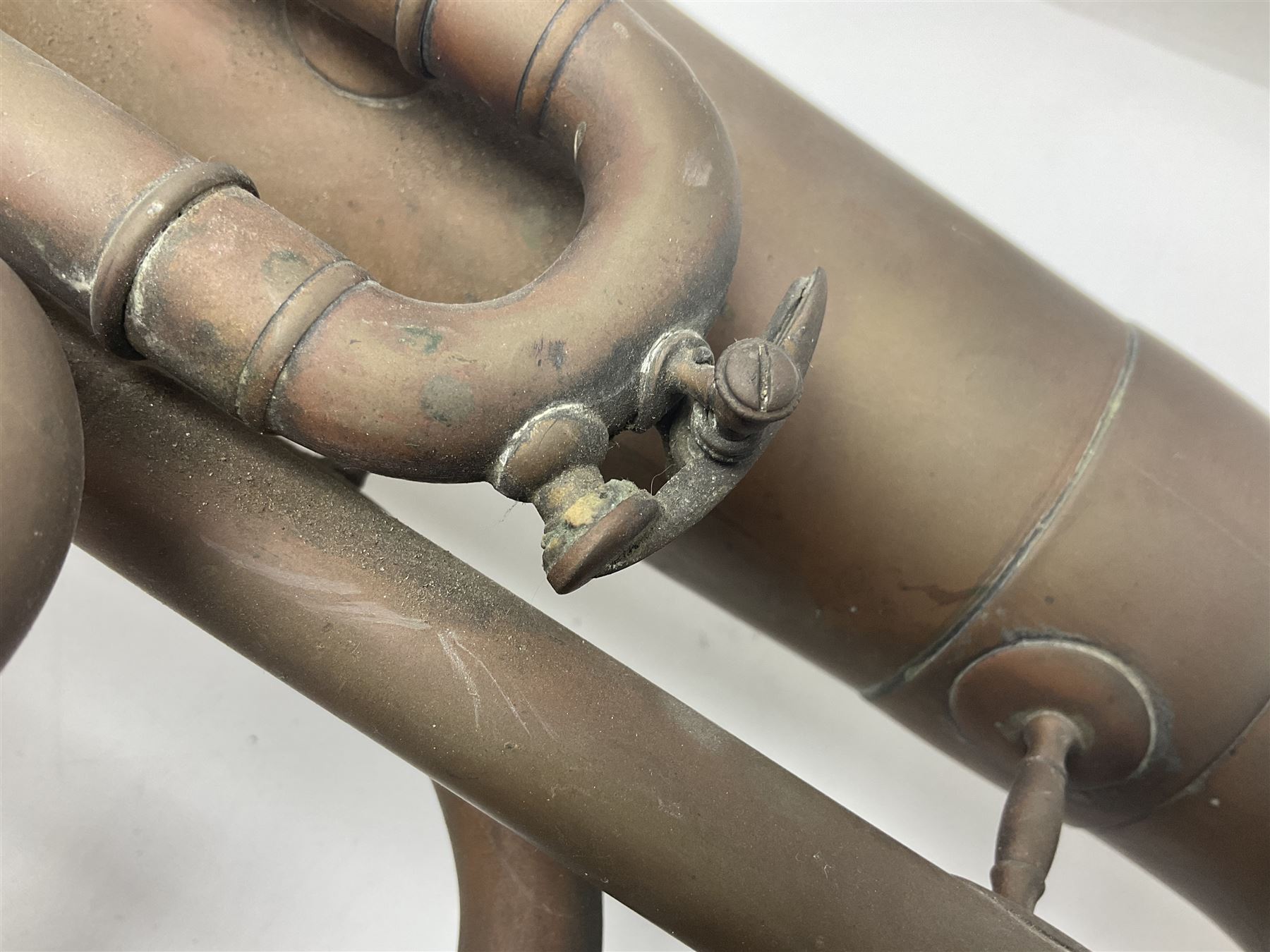 Early 20th century French Jerome Thibouville-Lamy Class B brass 4-valve euphonium for restoration or display L59cm