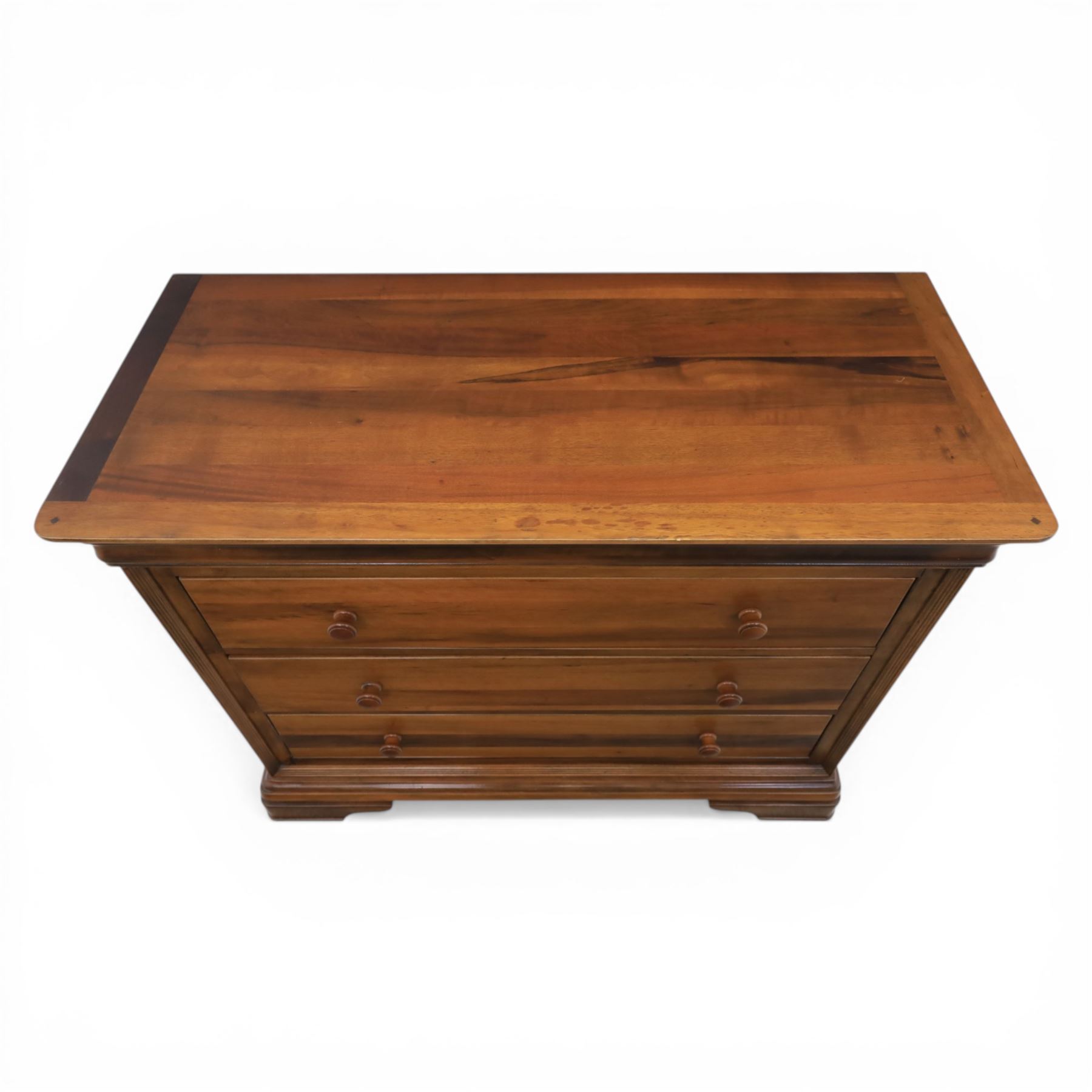 Willis & Gambier - French cherry wood chest fitted with three drawers, on bracket feet