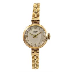 Tissot 9ct gold ladies manual wind bracelet wristwatch, Birmingham 1954