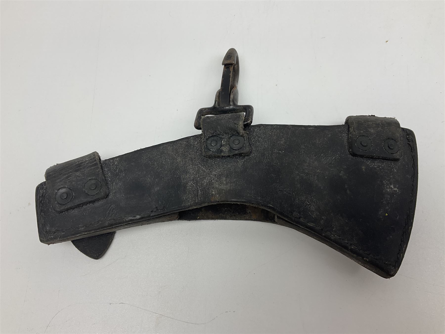 Post-War military type fireman's axe impressed 'PERKS 1953/54' with additional indistinct mark probably WD arrow, ash handle L39cm; and another stonemason's(?) double headed axe with mallet shaped shaft (2)