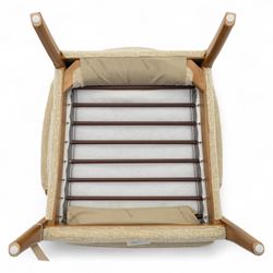 Parker Knoll - ‘Froxfield’ armchair, with upholstered back and seat in textured cream fabric, on beech bentwood arms and front supports