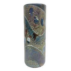 Okra cylindrical sleeve vase by Richard Golding, in Osmosis design with iridescent decoration, with original box H23cm