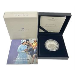 The Royal Mint United Kingdom 2022 'The Queen's Reign Charity and Patronage' silver proof piedfort five pound coin, cased with certificate