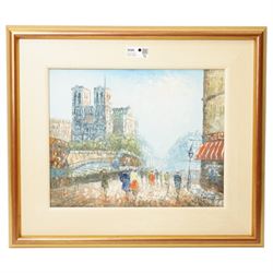 French School (20th century): Parisian Street Scene, oil on canvas signed Burnett 40cm x 50cm
