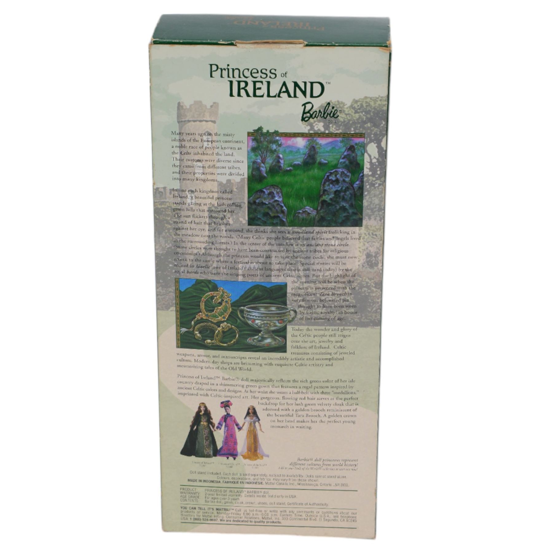 Five Mattel Dolls of the World Collector's Edition Barbie Dolls, including Princess of China, Princess of Japan, Princess of England, Princess of Ireland and Festivals of the World Irish Dance edition, all boxed