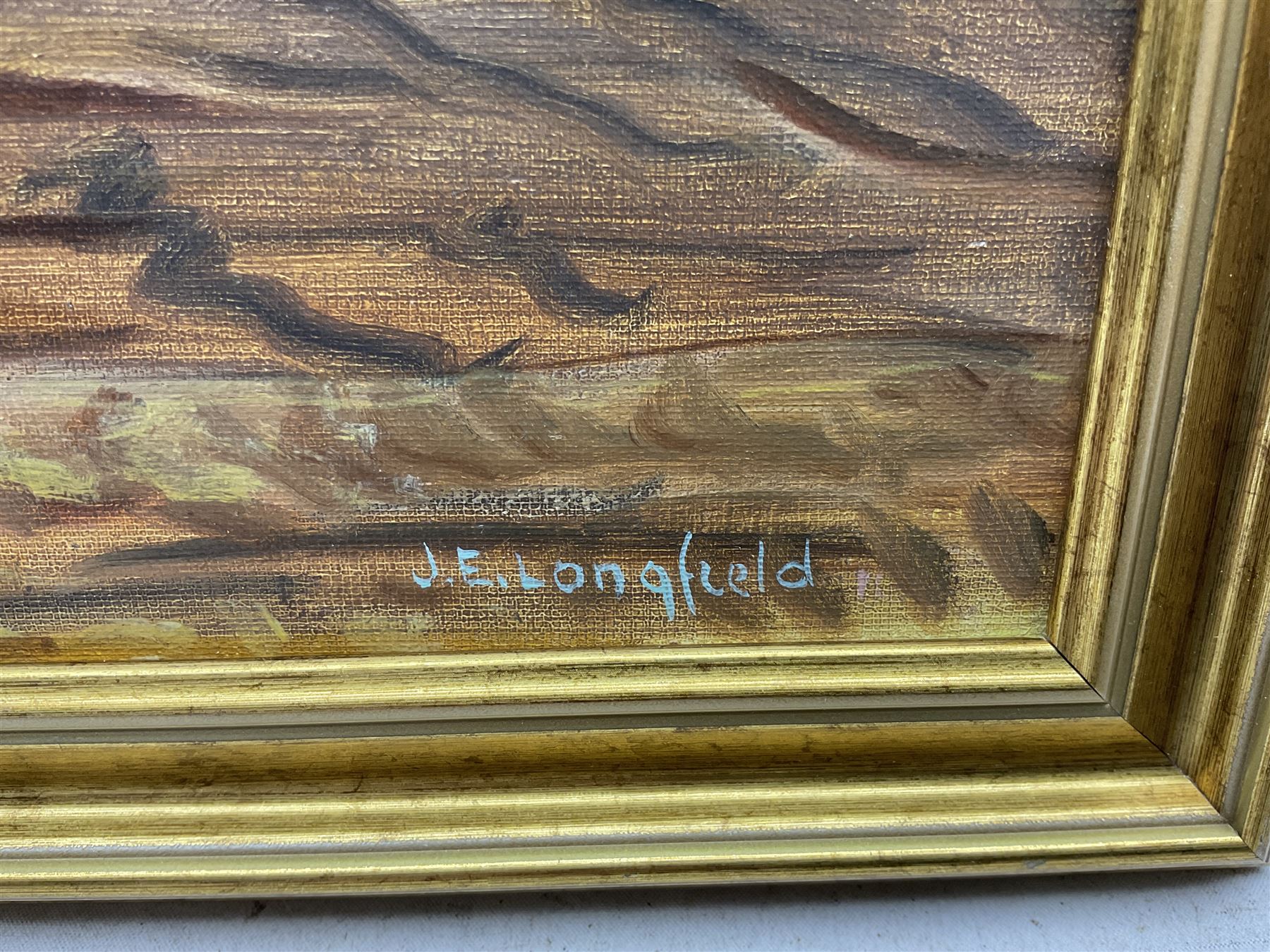 JE Longfield (20th century): Still Life with Buddha, oil on board signed 40cm x 50cm