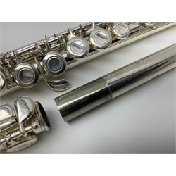 Yamaha 211, silver plated three-piece flute, serial no.844200; in fitted case with cleaning rod