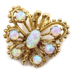  Gold opal set butterfly pendant, hallmarked 9ct  