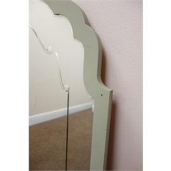  20th century wall mirror, bevel edge shaped plate in painted arched surround, W70cm, H98cm  