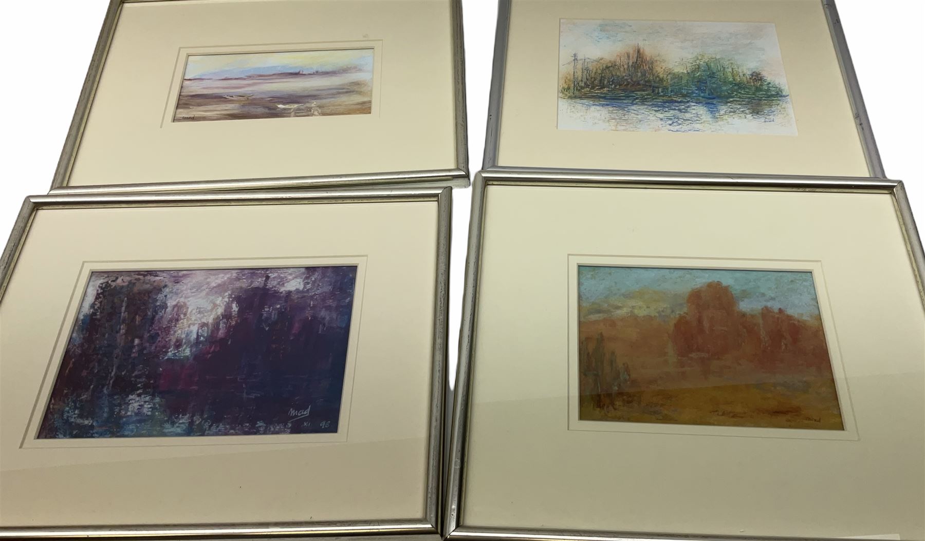 Madeleine Eyland (Belgian/British 1930-2021): Collection of abstract pastels, approx 21, max 19cm x 28cm 
Provenance: artist's studio collection. Marie-Madeleine Eyland (neé Legrain) was born in 1930 at Floriffoux, Belgium; she lived most of her life in Scarborough working as a nurse and an artist.