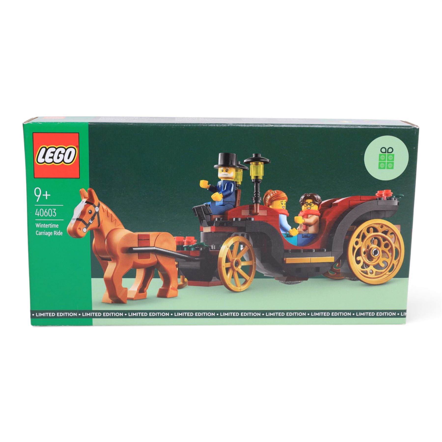 Five Lego sets, comprising Duplo Santa's Winter Holiday no. 10837, Christmas Decor Set no. 40604, Wintertime Carriage Ride no. 40603, Santa's Delivery Truck no. 40746 and Ice Skating Rink no. 40416, all boxed