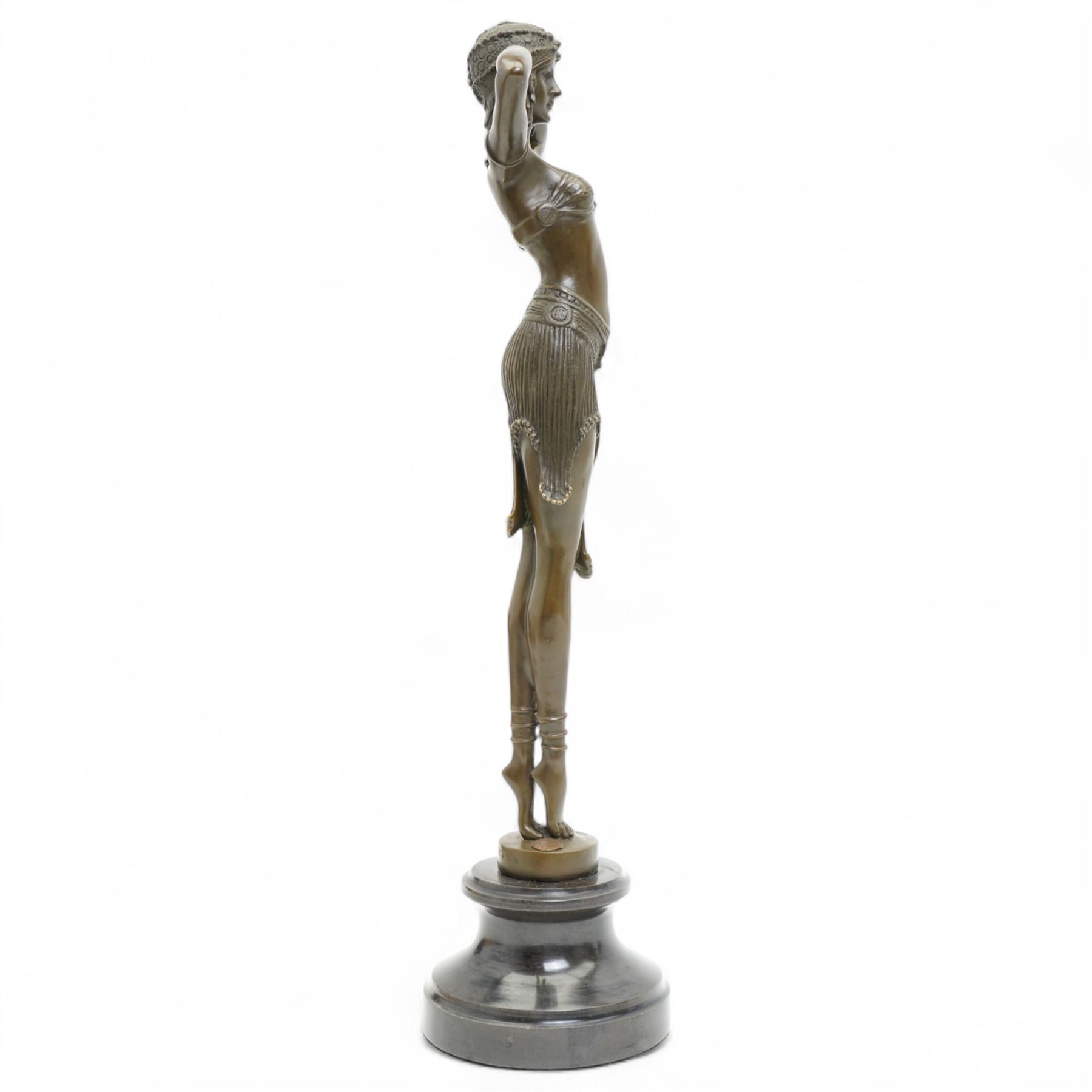 After Chiparus - Art Deco style bronze figure 'Illusions' on marble base H49cm