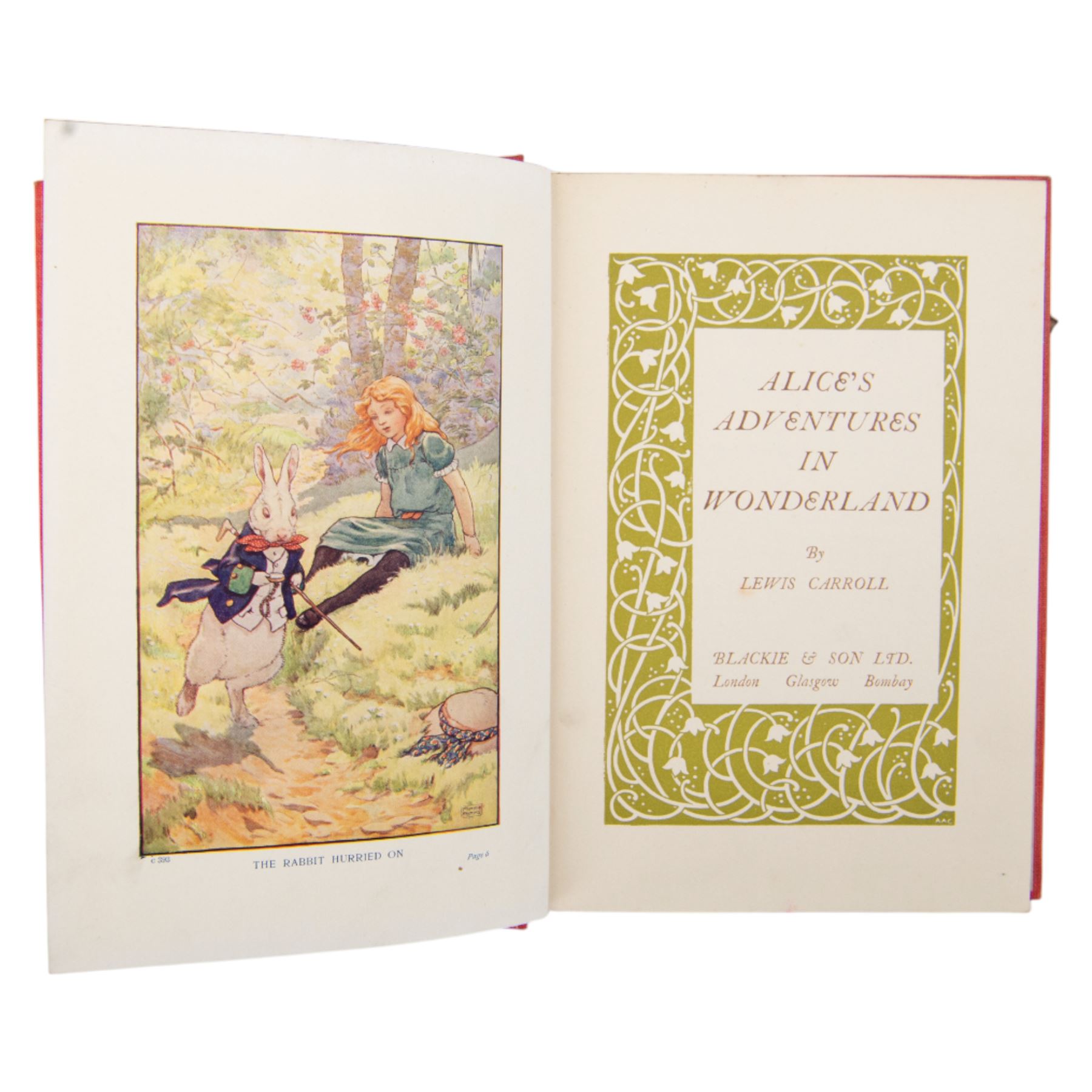 Alice in Wonderland Stories Old and New hardback cloth bound with gilt lettering with illustrations by Frank Adams, pub. Blackie & Son Ltd, contains personal dedication to inner page dated 1915