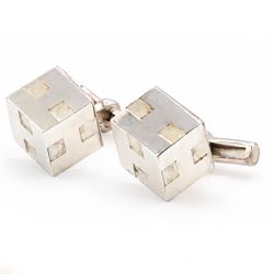 Hermès H Cube pair of silver cufflinks, London 2005, boxed