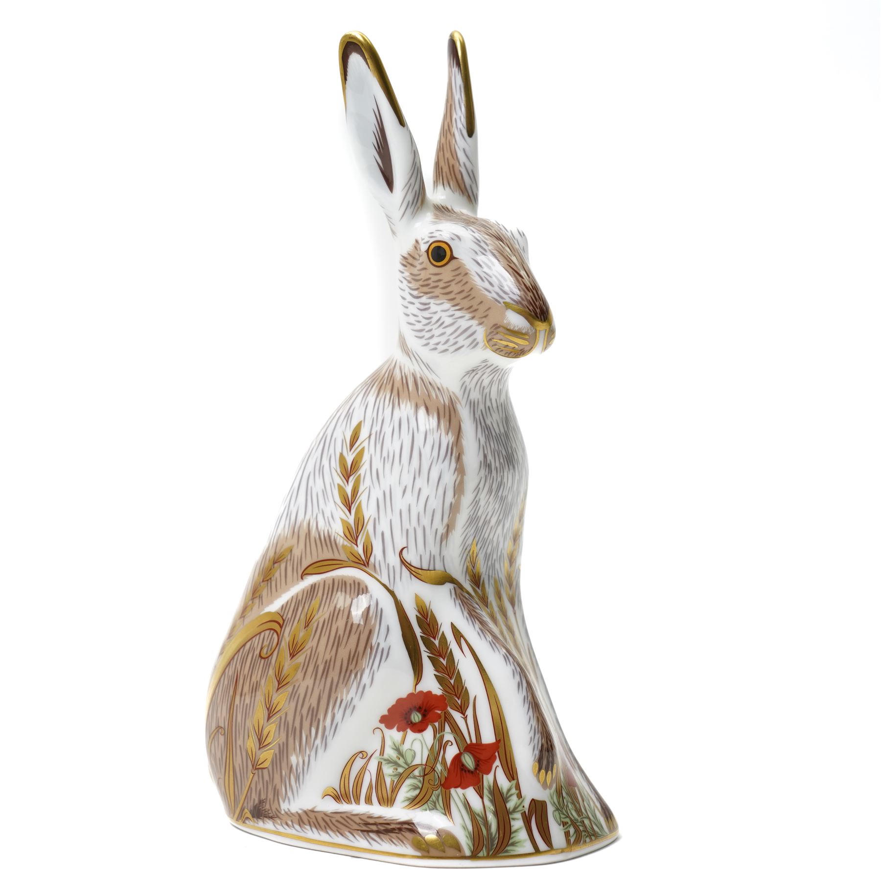 Royal Crown Derby 'Midsummer Hare' paperweight, with gold stopper, boxed, H17cm 