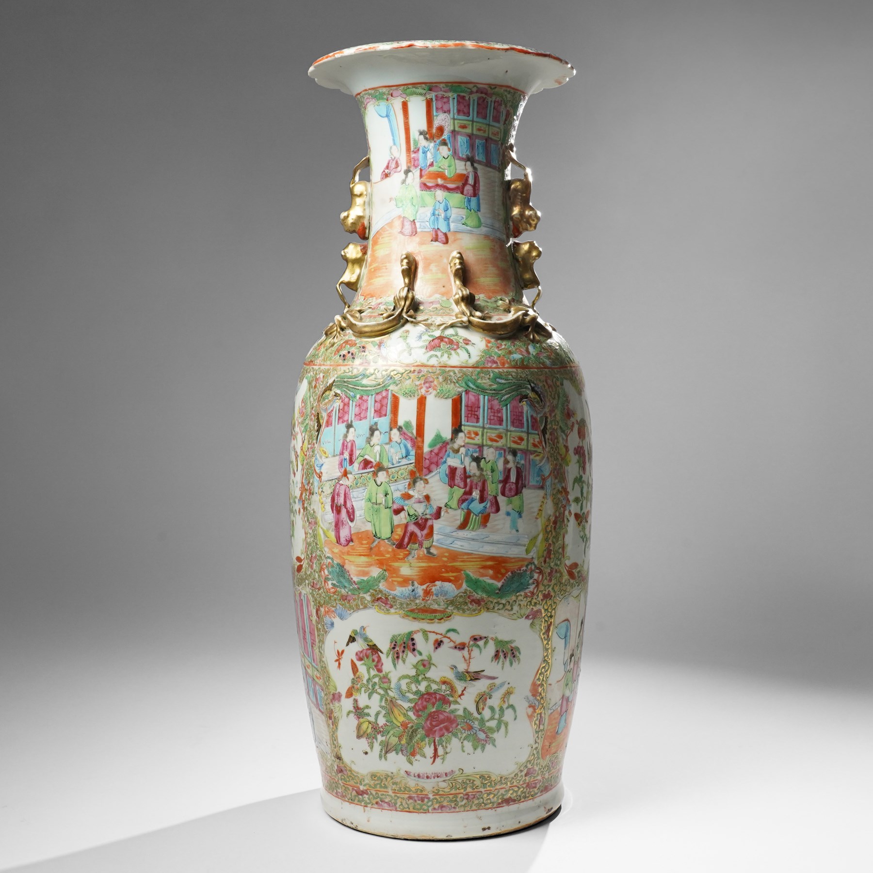 Chinese Cantonese 19th century famille rose medallion vase, H62cm 