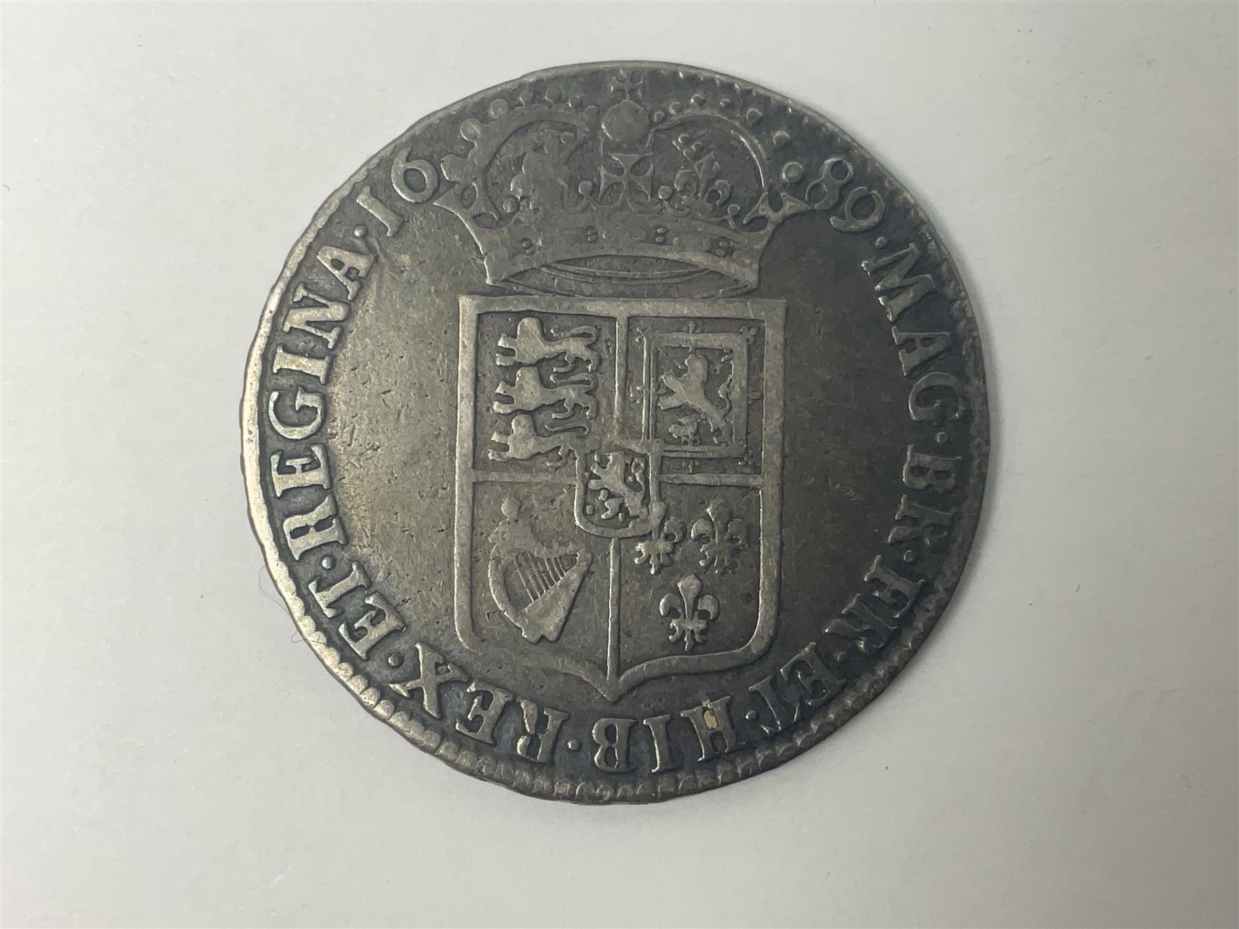 William and Mary 1689 halfcrown coin
